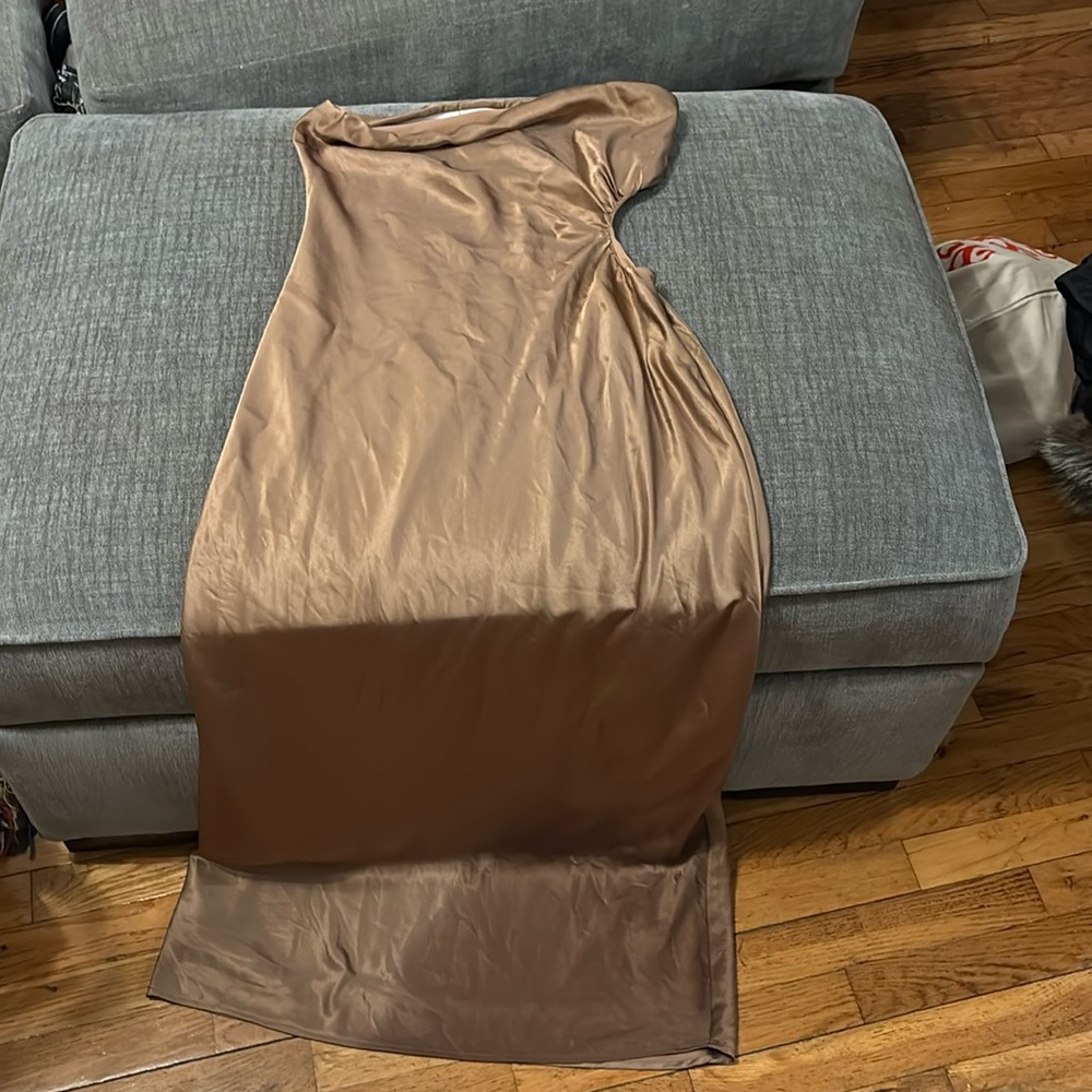 Reformation Neveah Satin Dress with Side Cutout